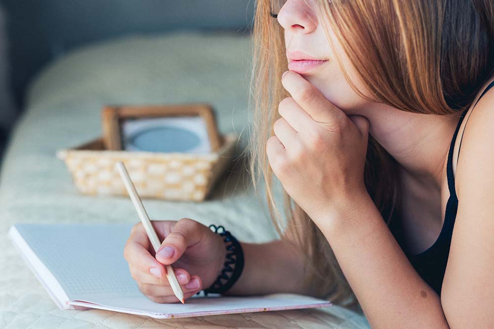 writer prepares her manuscript